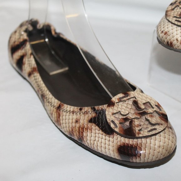 Tory Burch Shoes - Tory Burch Snakeskin Embossed Reva Flat Shoes Like New Worn 1x